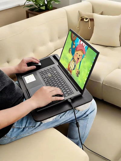 Leather Lap Desk for Laptops, Tablets, and Phones - Portable and Easy to Carry, with a Single Phone Card Slot