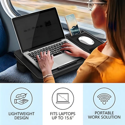 Leather Lap Desk for Laptops, Tablets, and Phones - Portable and Easy to Carry, with a Single Phone Card Slot