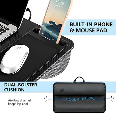 Leather Lap Desk for Laptops, Tablets, and Phones - Portable and Easy to Carry, with a Single Phone Card Slot