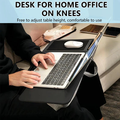 Leather Lap Desk for Laptops, Tablets, and Phones - Portable and Easy to Carry, with a Single Phone Card Slot