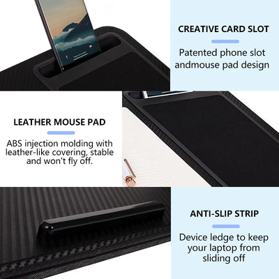 Leather Lap Desk for Laptops, Tablets, and Phones - Portable and Easy to Carry, with a Single Phone Card Slot