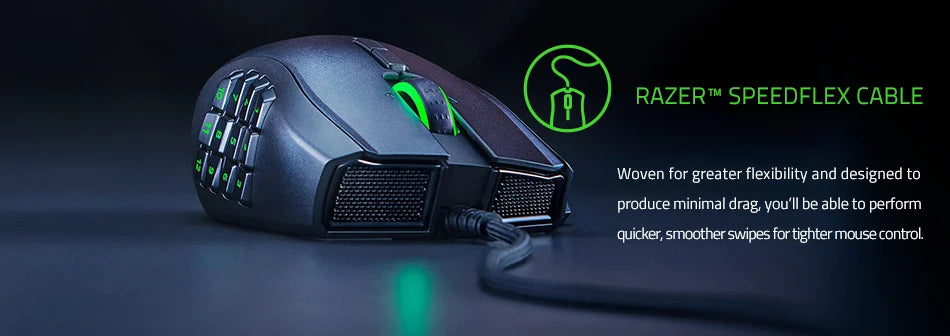 Razer Naga Left-Handed - Ergonomic MMO Gaming Mouse with 12 Programmable Thumb Buttons - 20,000 DPI