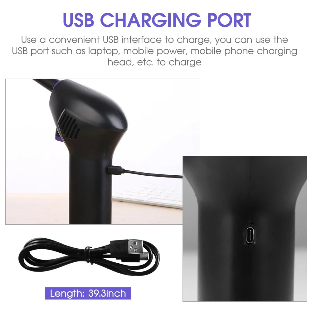 Wireless Air Duster USB Dust Blower Handheld Dust Collector Rechargable Large Capacity Portable for PC Laptop Car Clean Keyboard