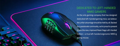 Razer Naga Left-Handed - Ergonomic MMO Gaming Mouse with 12 Programmable Thumb Buttons - 20,000 DPI