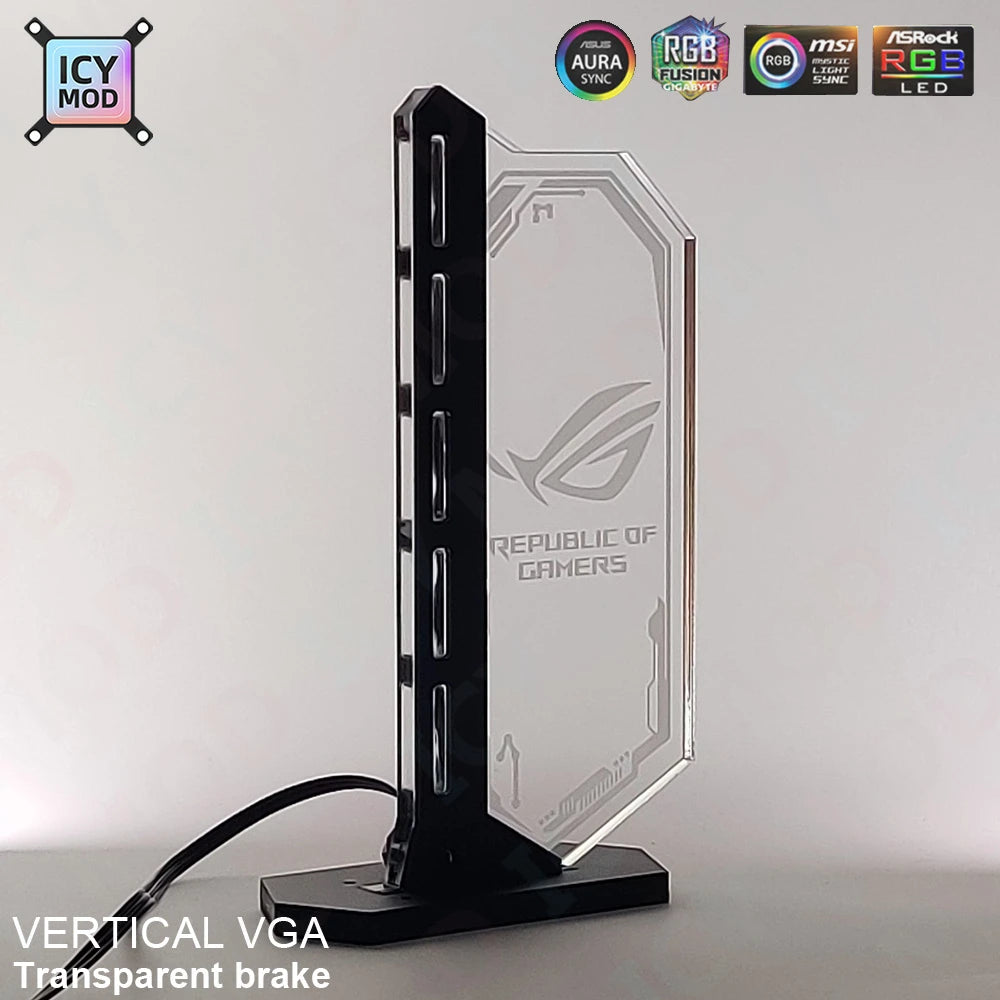 Transparent Vertical GPU Support For RTX 4090 4080 Customize VGA Bracket Customizable Stand Holder DIY 12V/5V AURA SYNC PC MOD