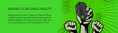 Razer Naga Left-Handed - Ergonomic MMO Gaming Mouse with 12 Programmable Thumb Buttons - 20,000 DPI
