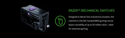 Razer Naga Left-Handed - Ergonomic MMO Gaming Mouse with 12 Programmable Thumb Buttons - 20,000 DPI
