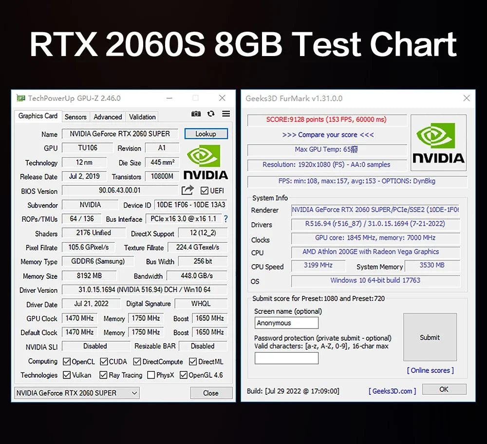 MLLSE RTX 2060 Super 8GB Graphics Card GDDR6 256 Bit PCI-E 3.0×16 8Pin NVIDIA GPU Rtx 2060super Gaming Video Card Placa De Vide