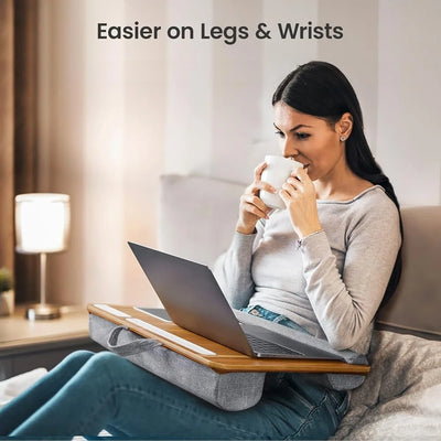 Large Lap Desk Laptop with Built-in Mouse Pad Wrist Support Phone Tablet Holder Home Office Use