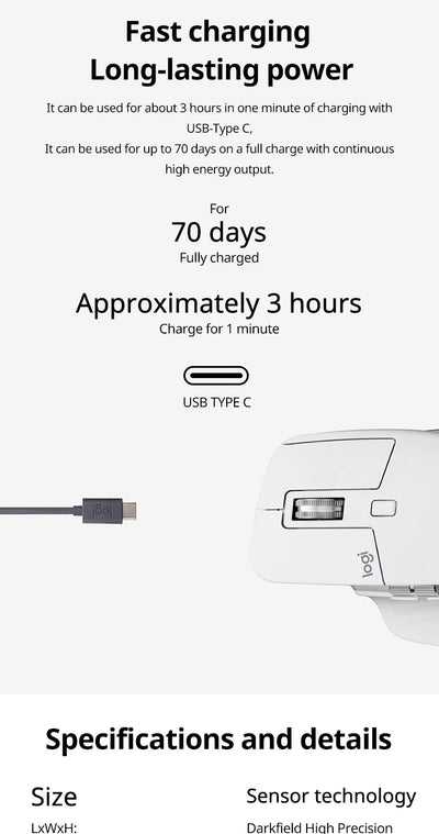Logitech Mx Master 3s 8000 Dpi Auto-Shift Wheel Wireless Office Black Wireless Usb Ergonomic Mini Optical Mouse For Pc