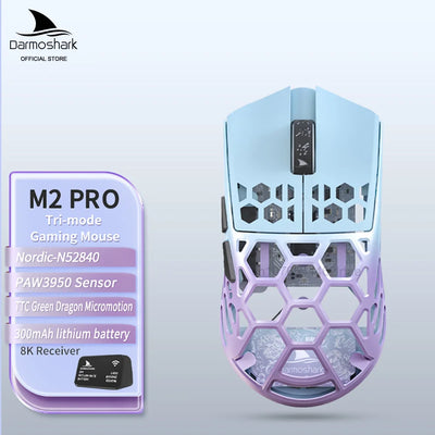 M2 Pro Gaming Mouse Darmoshark Magnesium Alloy Wireless 8K Tri-Mode Computer Game Macro Mouse N52840 PAW3950 40g lightweight