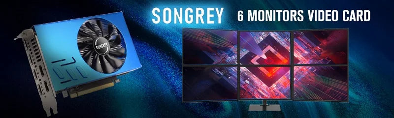 SONGREY Radeon R7 350 2GB GDDR5 128bit 6 HDMI Multi-Monitor Graphics Card for Stock Trading/Surveillance,4K PCI-E Video Card