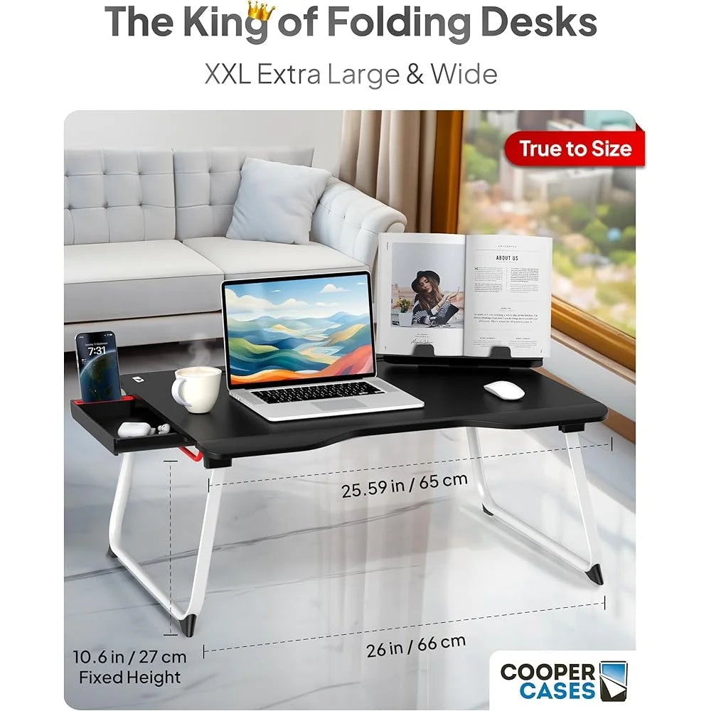 XXL Lap Desk with Storage Foldable Laptop Table Bed Couch Office Study Reading Multipurpose Work