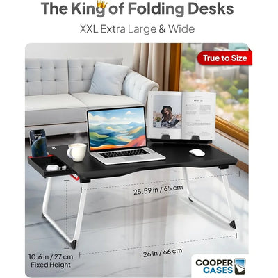 XXL Lap Desk with Storage Foldable Laptop Table Bed Couch Office Study Reading Multipurpose Work