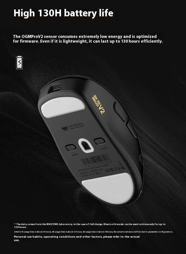 Waizowl Ogm Pro V2 Mouse Three-Mode Wireless Paw3950 30000dpi Gaming Mouse Lightweight Customize Mouse For Desktop Computer Gift