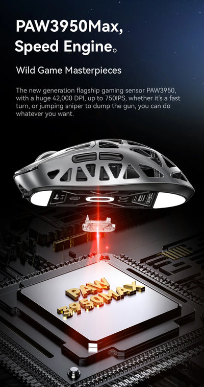 ATTACK SHARK  R2 Magnesium Alloy Wireless Mouse PAW3950 Lightweight Gaming Esports Bluetooth Three-Mode 8k Gaming Office Mouse