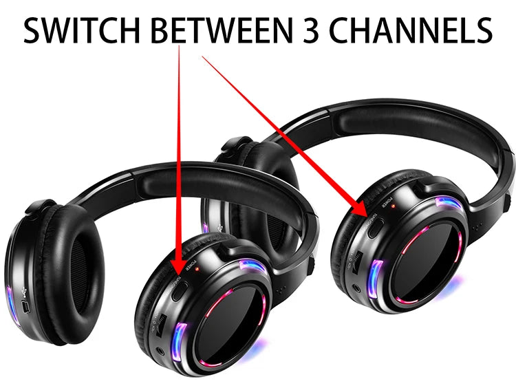 Silent Disco Headphones Compete System 200m Led Wireless Earphones 5 Headset + 200m Transmitter HD Sound No Lag for TV Watching