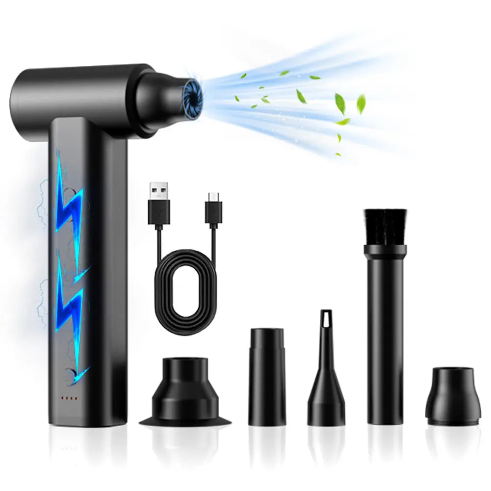 Compressed Air Duster 120000PRM Mini Blower Turbo Fan USB Rechargeable 2 in 1 Air Blower & Vacuum Cleaner Keyboard Cleaning Kit