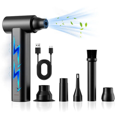 Compressed Air Duster 120000PRM Mini Blower Turbo Fan USB Rechargeable 2 in 1 Air Blower & Vacuum Cleaner Keyboard Cleaning Kit