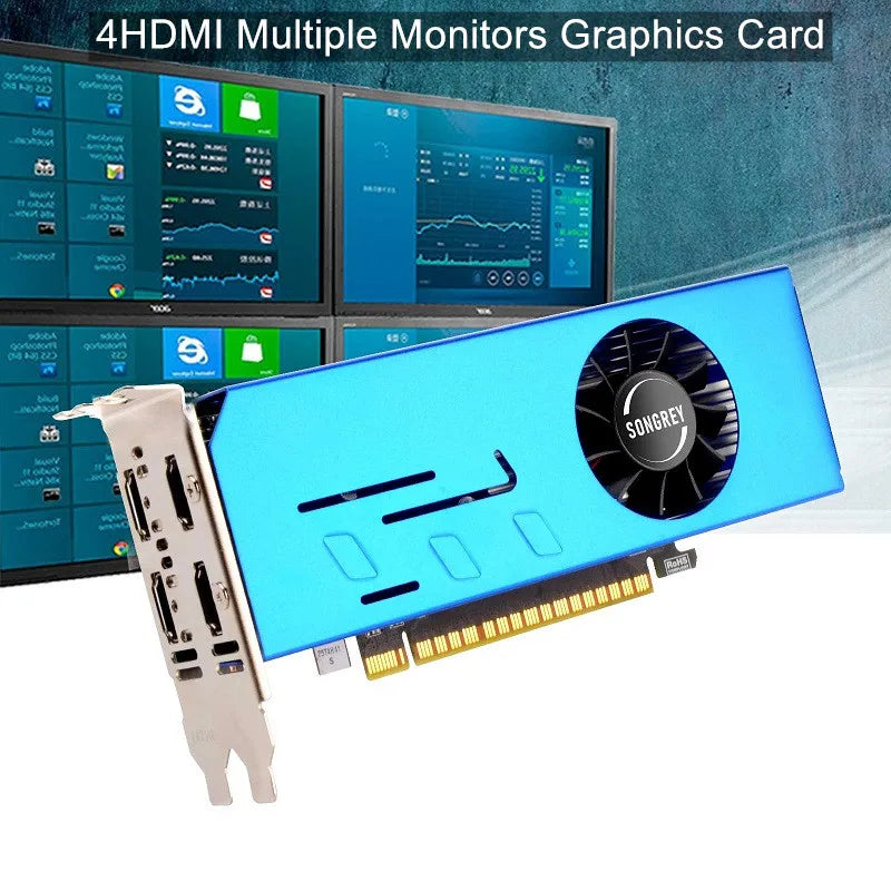 SONGREY Multi-monitor Graphics Card GT730 4 HDMI Video Card 8K Multi Screen Splicing  2GB GDDR5