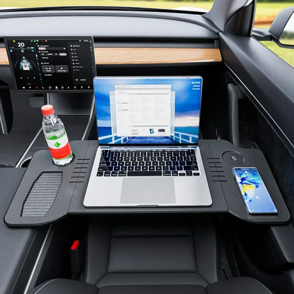 Car Laptop Desk Folding Steering Wheel Table Food Tray For Tesla Model 3 / Y Auto Steering Wheel Laptop Desk Drinks Tray Holder