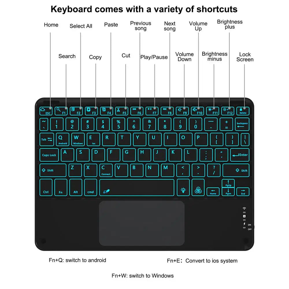 Tablet Keyboard Backlight Keyboard For Desktop Wireless Keyboard With Touchscreen Tablet Computer Keyboard For Home Work
