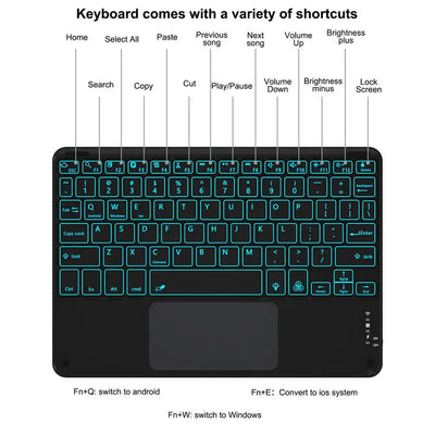 Tablet Keyboard Backlight Keyboard For Desktop Wireless Keyboard With Touchscreen Tablet Computer Keyboard For Home Work