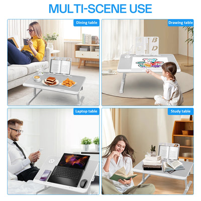 Bed Laptop Stand Folding Laptop Bed Desk Computer Desk with Drawer, Book Stand, Non-Slip Lap Tray for Home Office