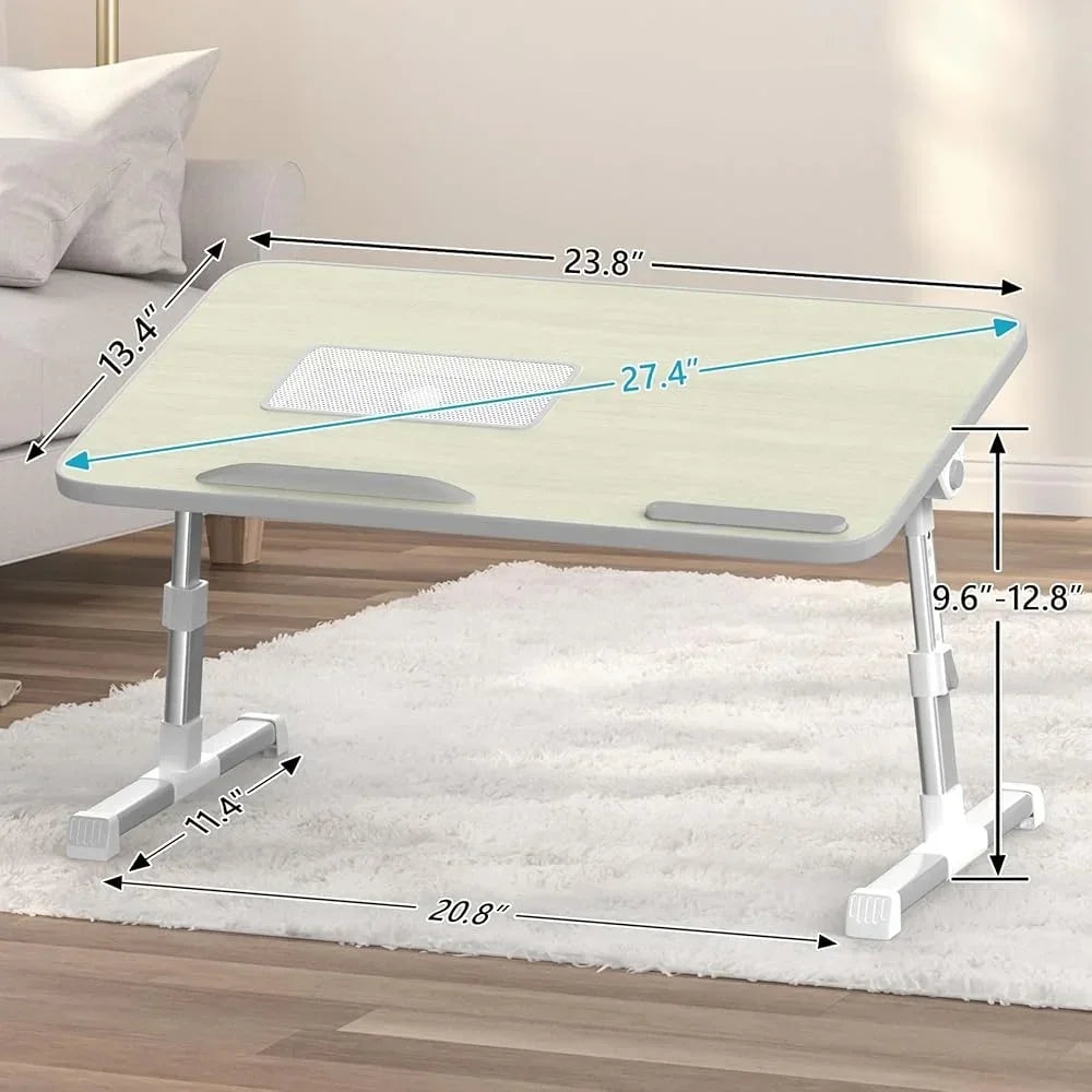 Ergonomic Laptop Bed Table Foldable Portable Desk with Cooling Fan Adjustable Height Work Study and Relaxation