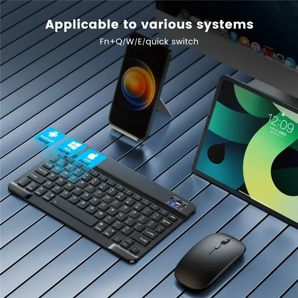 Mini Bluetooth Wireless Keyboard and Mouse Set 10 Inch Rechargeable English Keypad Mice For Tablet ipad Pro 12 9 Air 4 S6 Lite