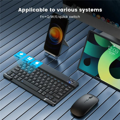 Mini Bluetooth Wireless Keyboard and Mouse Set 10 Inch Rechargeable English Keypad Mice For Tablet ipad Pro 12 9 Air 4 S6 Lite