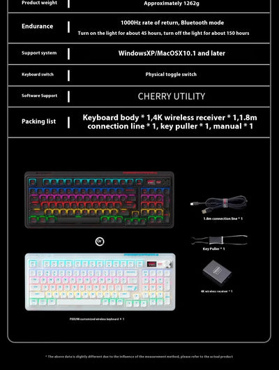 Cherry PIXIU98 Wireless Bluetooth Tablet Keyboard, LCD display screen