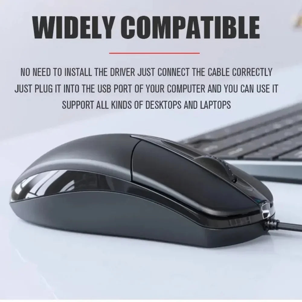 Mouse USB Optical Wired Mouse Laptop Home Office Anti Slip Roller 3D 1200DPI Game Mause Computer Accessories for PC Desktop