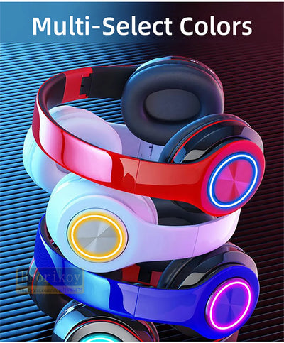 B39 Wireless Illuminated Headset Over-ear HiFi Stereo Headphones Foldable Gaming Headset For Airplane Travel Work Workout Home