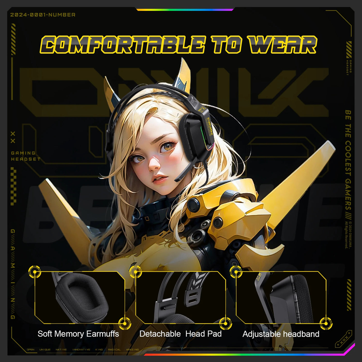ONIKUMA Wired Over-Ear Headphones - Lightweight, Foldable, Portable, Stereo Bass, Crystal Clear Microphone, Compatible with Smar