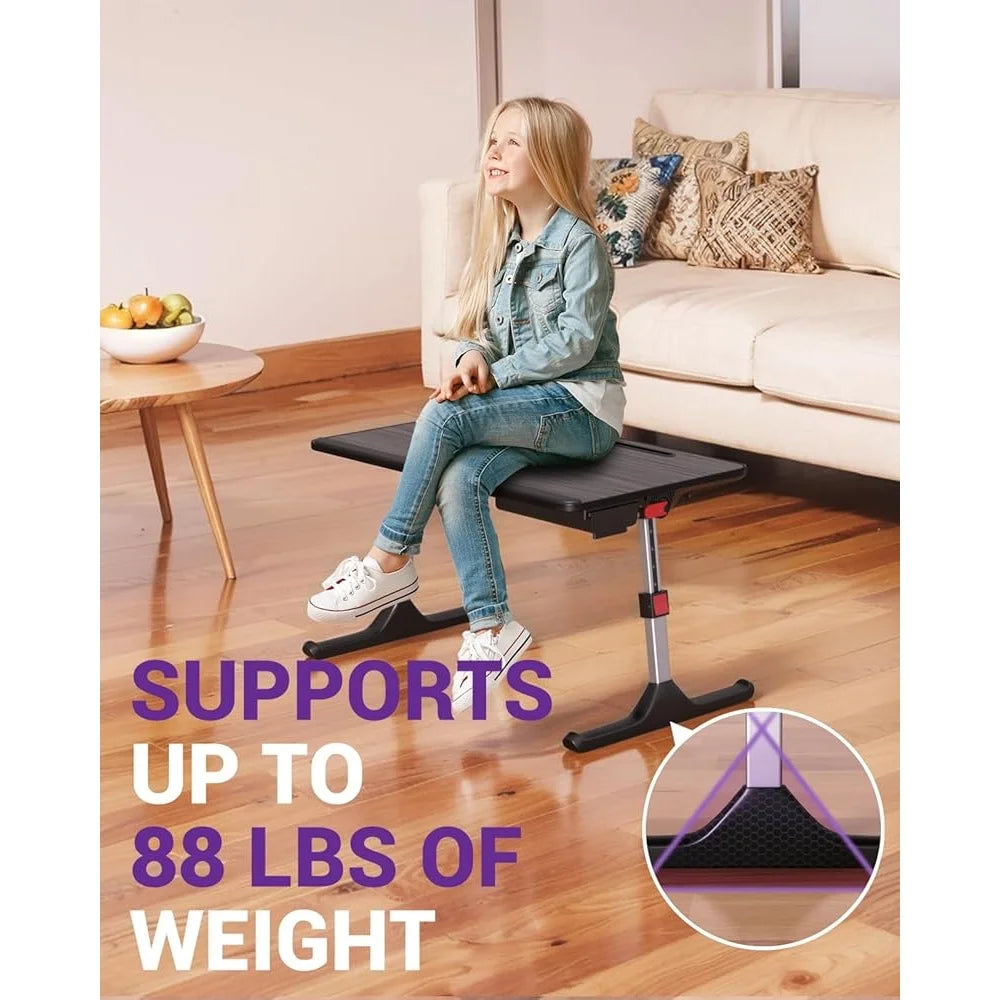 Adjustable Foldable Laptop Desk Bed Table Multifunctional Workstation with Book Stand Storage Drawer Wrist Rest and Angle