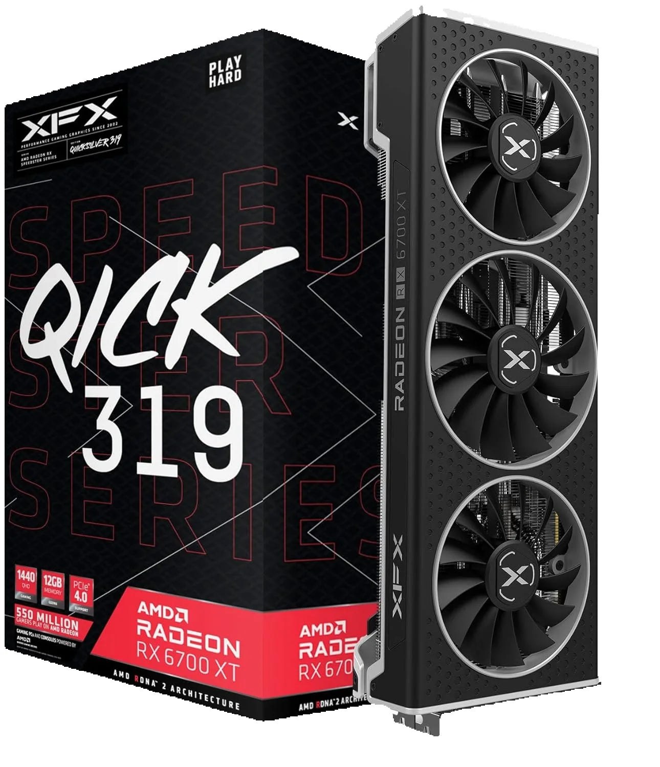 XFX Speedster QICK319 AMD Radeon RX 6700 XT Black Gaming Graphics Card with 12GB GDDR6