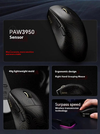Waizowl Ogm Pro V2 Mouse Three Mode Wireless Paw3950 30000dpi Lightweight Customized Gaming Mouse For Desktop Computer Mice Gift