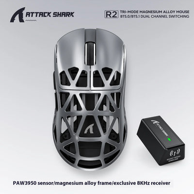 ATTACK SHARK  R2 Magnesium Alloy Wireless Mouse PAW3950 Lightweight Gaming Esports Bluetooth Three-Mode 8k Gaming Office Mouse