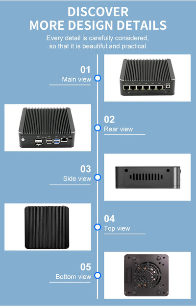 Intel N100 Soft Router 6 Lans i226-V 2.5G Fanless Mini PC