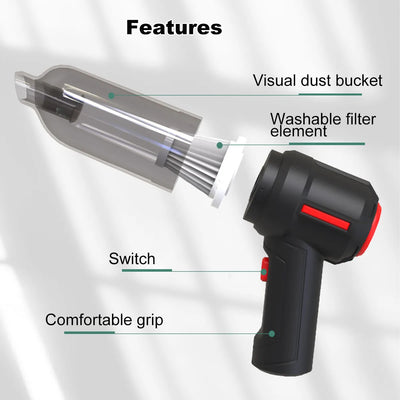 Vacuum Cleaner & Air Blower 2in1 Cordless Mini Air Duster Electric Cleaner Tool for Computer Keyboard PC Piano Pet Laptop