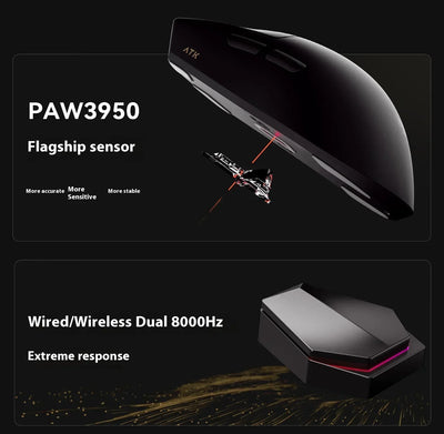ATK Blazing Sky X1 Pro Max Ultra ULTIMATE Mouse Three Mode Bluetooth Wireless Mouse Paw3950 8K Lightweight FPS E-sports Pc Gamer