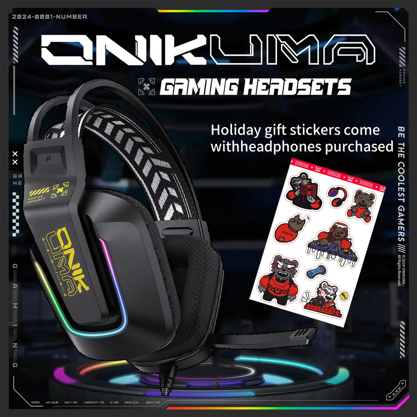 ONIKUMA Wired Over-Ear Headphones - Lightweight, Foldable, Portable, Stereo Bass, Crystal Clear Microphone, Compatible with Smar