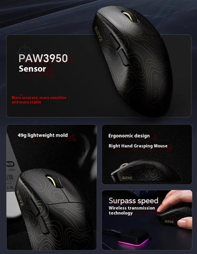 Waizowl Ogm Pro V2 Mouse Three Mode Wireless Paw3950 30000dpi Lightweight Customized Gaming Mouse For Desktop Computer Mice Gift