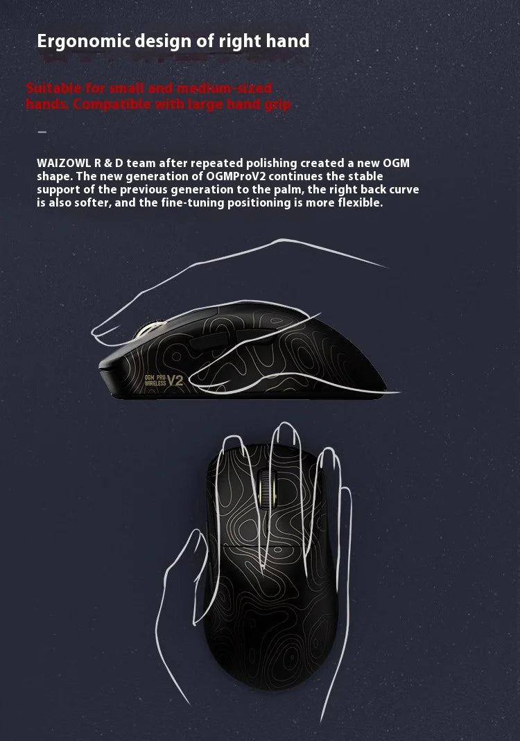 Waizowl Ogm Pro V2 Mouse Three Mode Wireless Paw3950 30000dpi Lightweight Customized Gaming Mouse For Desktop Computer Mice Gift