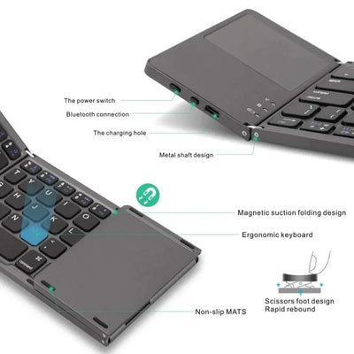 Fold Keyboard Touchpad  Micro Keyboard for IOS Android Windows Tablet Easy To Carry