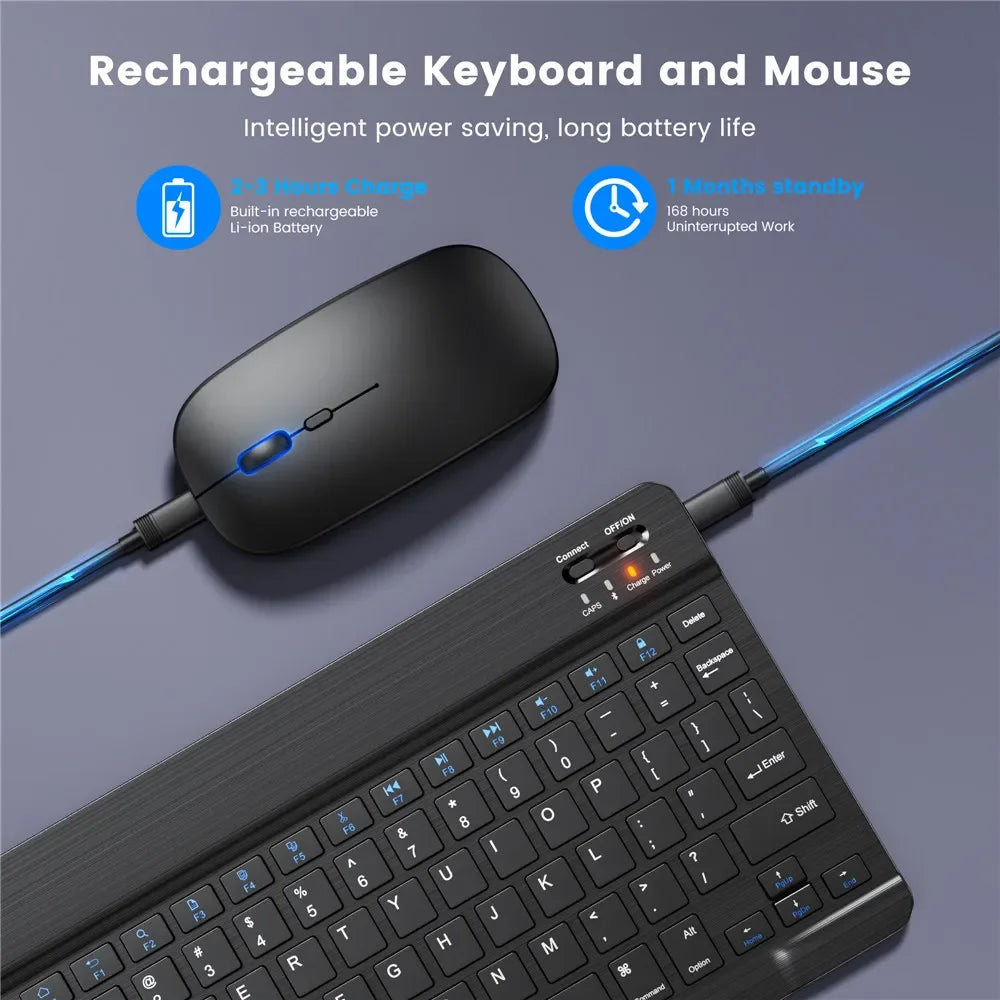 Mini Bluetooth Wireless Keyboard and Mouse Set 10 Inch Rechargeable English Keypad Mice For Tablet ipad Pro 12 9 Air 4 S6 Lite