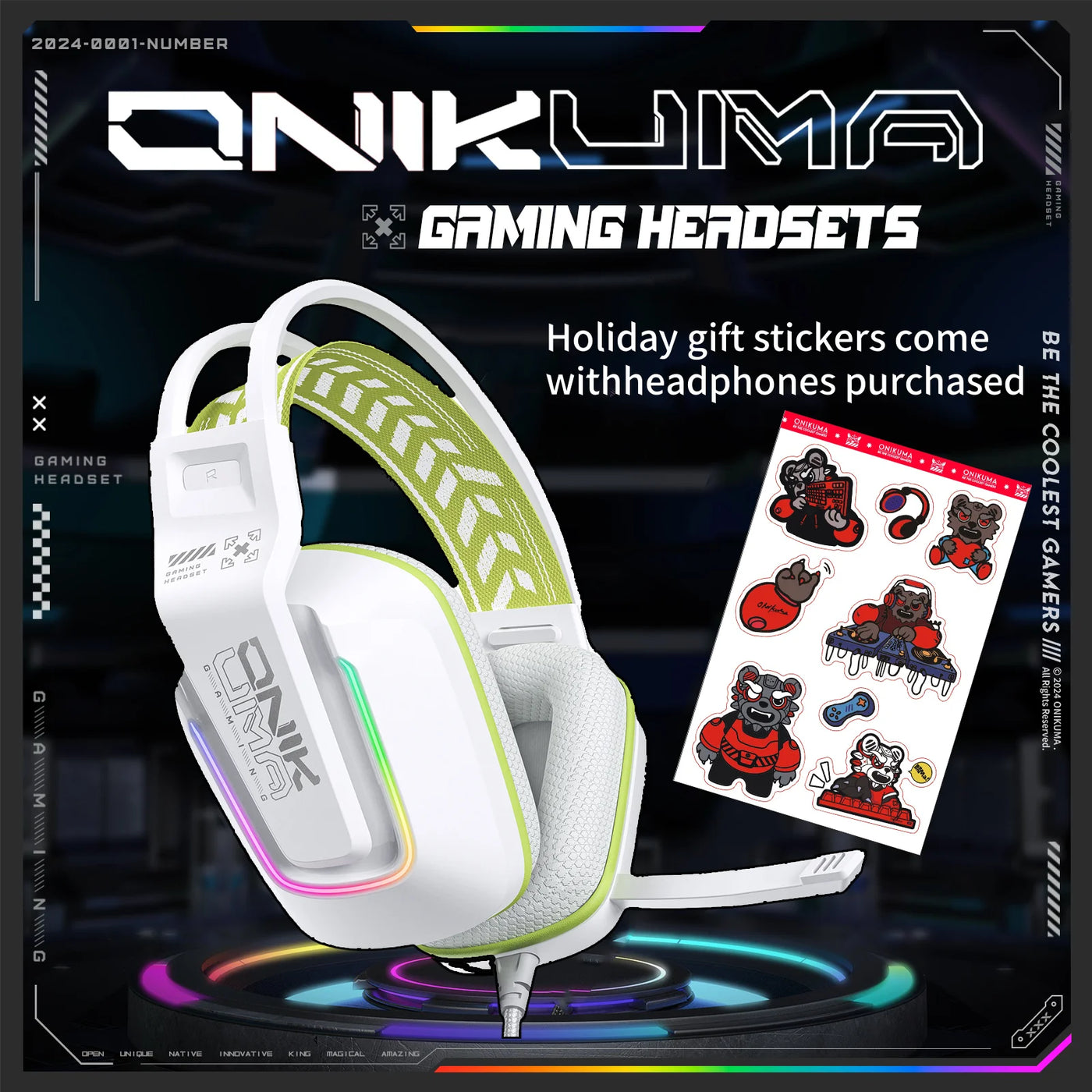 ONIKUMA Wired Over-Ear Headphones - Lightweight, Foldable, Portable, Stereo Bass, Crystal Clear Microphone, Compatible with Smar