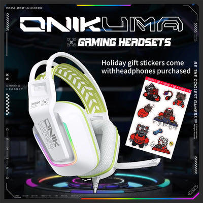 ONIKUMA Wired Over-Ear Headphones - Lightweight, Foldable, Portable, Stereo Bass, Crystal Clear Microphone, Compatible with Smar