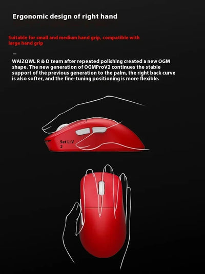 Waizowl Ogm Pro V2 Mouse Three-Mode Wireless Paw3950 30000dpi Gaming Mouse Lightweight Customize Mouse For Desktop Computer Gift